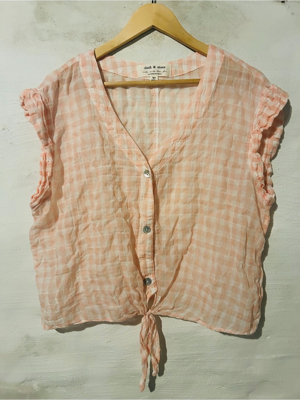 Anthropologie Cloth and Stone Gingham Top